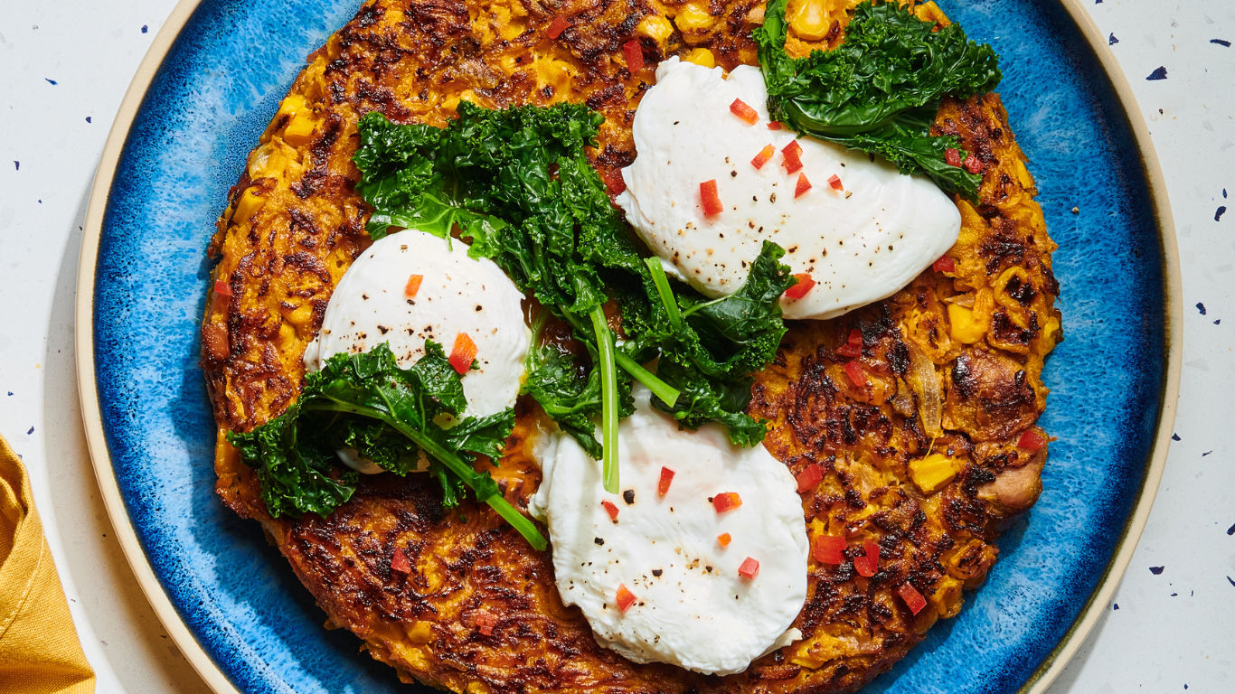 Tuna and sweet potato rosti with warm greens - Goody Kitchen | Simple